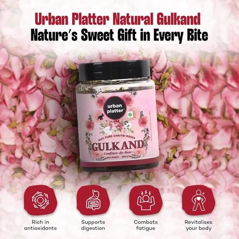 10.58 Oz/300g Urban Platter Gulkand | | Pure Rose Petal Jam | Sun Dried Rose Blend with Sugar | Natural Cooling