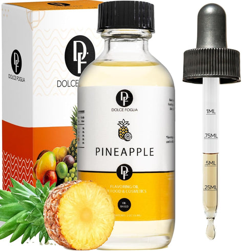 Dolce Foglia Pineapple Extract, 2 Ounce Oil-Soluble Flavoring for Candy Making, Baking, Ice Cream