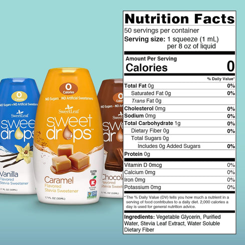 Pack, 1.7 Oz (Pack 3) SweetLeaf Sweet Drops - Flavored Stevia Liquid Sweetener, Stevia Extract, Zero Calories, Gluten