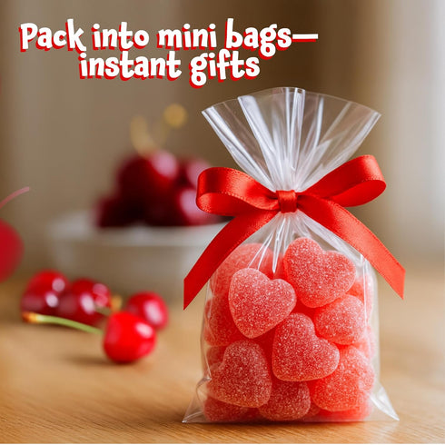 2 Pack Cherry Hearts - Pound - Chewy Candy - Classic Pink Jelly Candy for Buffets, Party Favors, Dessert Decorating