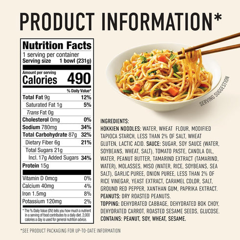 8.1-oz (Pack 6) Annie Chun's Noodle Bowl, Thai-Style Pad Thai, Vegan, Non-GMO