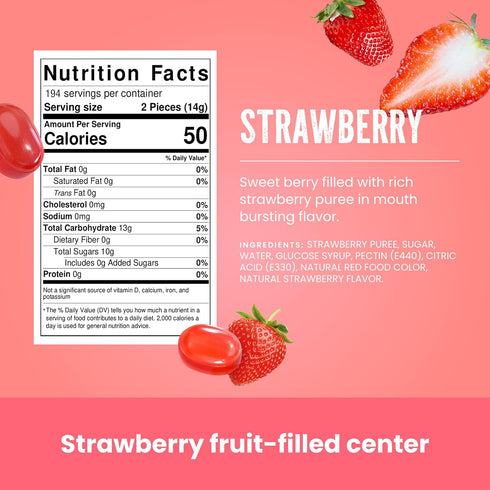 6 lbs Strawberry Bulk Candy by Cambie, of Strawberry Candy with a Deliciously Sweet Hard Exterior with a Soft