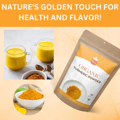 SPICY ORGANIC Turmeric Root Powder – 16 oz. – High Curcumin Non-GMO Spice for Cooking and Skin Care