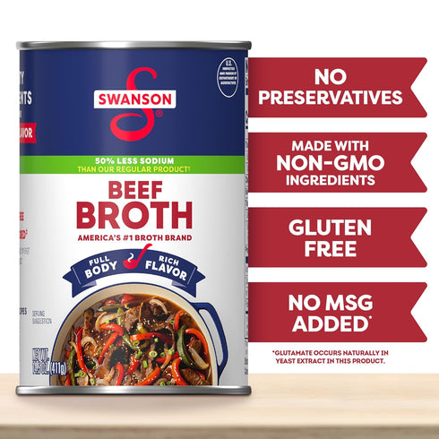 50% 32 oz. (12 Pack) SWANSON S Less Sodium Beef Broth