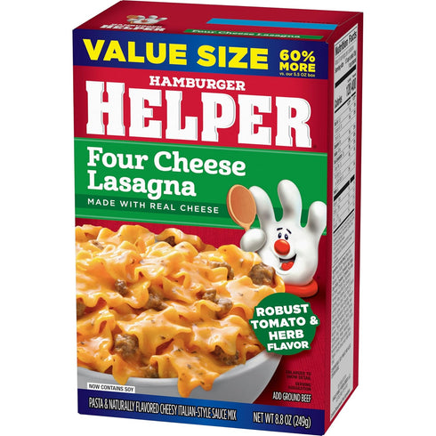 5.5 oz Hamburger Helper, Four Cheese Lasagna, box
