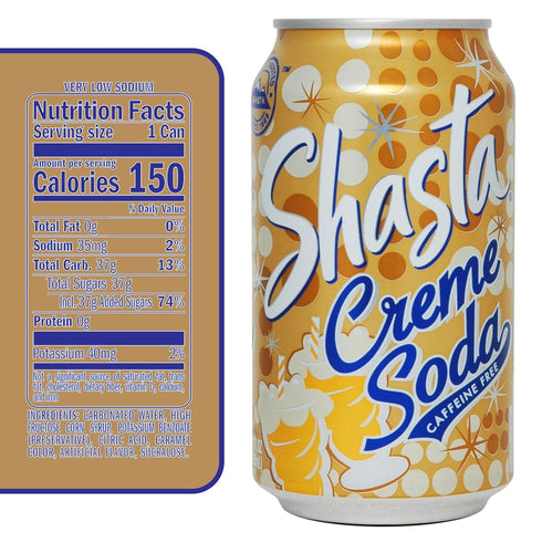 12-Pack 12oz Shasta Creme Soda | of Cans | Smooth Vanilla Cream Flavor | Sweet & Nostalgic | Caffeine-Free