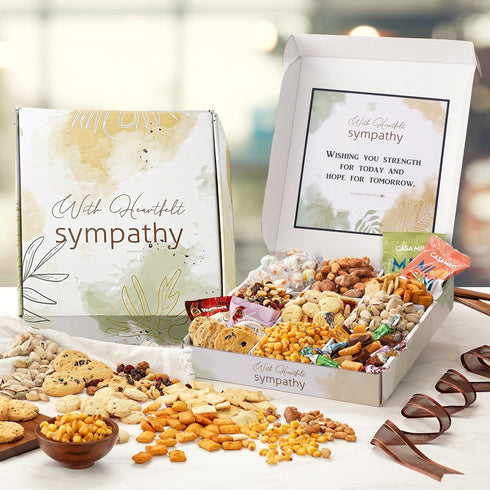 Broadway Basketeers Sympathy Gift Baskets Snack & Sweets Gifts for Condolences Bereavement for Loss of Loved One