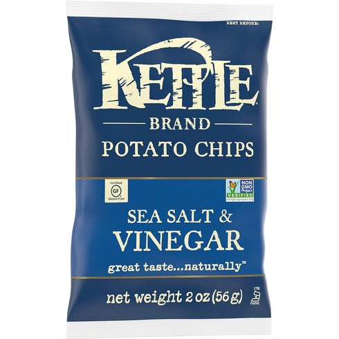 2 Oz (Pack 6) Kettle Brand Potato Chips, Salt & Vinegar Kettle Chips, Snack Bag