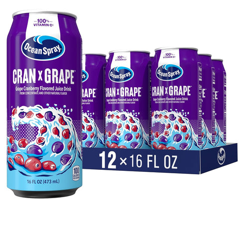 Ocean Spray Cran-Grape Cranberry Grape Juice Drink, 16oz can (12 Pack)