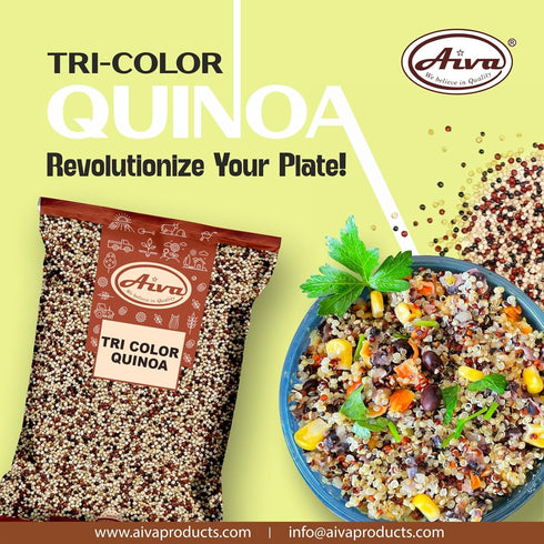 (28 oz (800g)) Aiva Tri Color Quinoa Seeds | White Red Black Quinoa Blend | Whole Grain Quinoa Mix | Cooking Ingredient