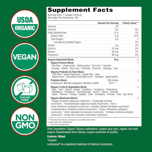 Country 50 20 10.6 Oz Farms Super Greens Natural Flavor, Organic Super Foods, USDA Organic Drink Mix, Fruits
