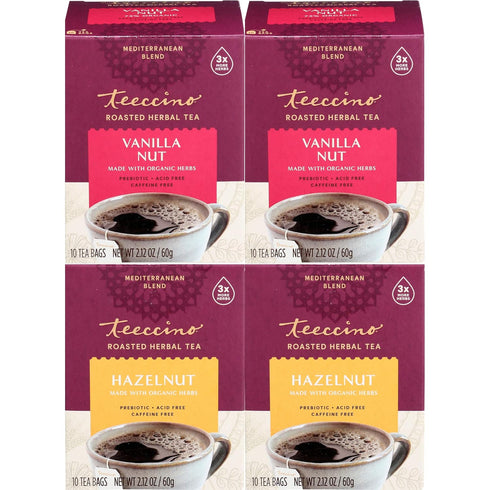 Teeccino Hazelnut & Vanilla Nut Herbal Tea Variety Pack - Roasted Herbal