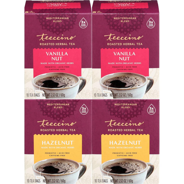 Teeccino Hazelnut & Vanilla Nut Herbal Tea Variety Pack - Roasted Herbal