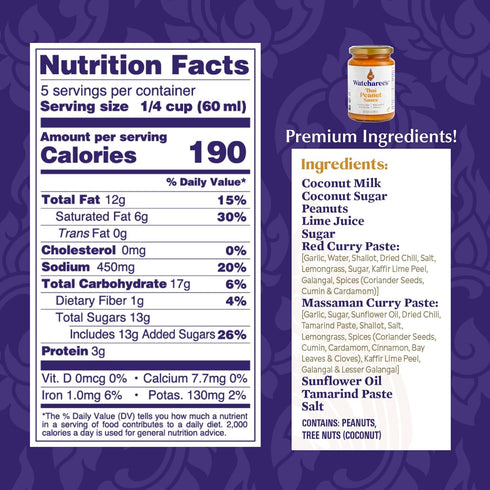 Watcharees Thai Favorites Peanut & Pad Thai Sauce Bundle | Authentic Traditional Thai Recipe | Vegan, Non-GMO