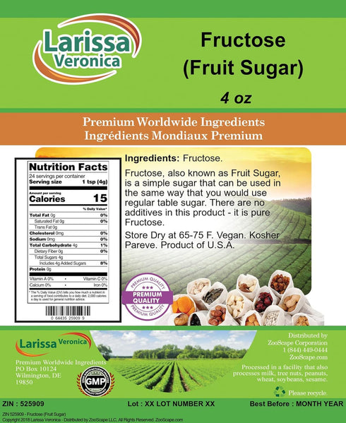 Larissa Veronica (4 oz, 525909) Fructose (Fruit Sugar) ZIN: