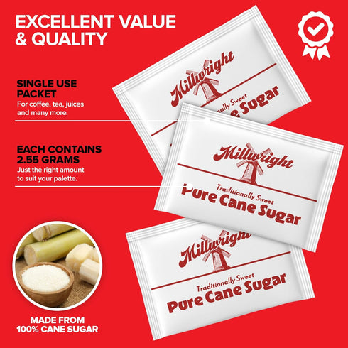 Packets, 500 Count Packets Packs Bulk Sugar - Individual Servings of White Sugar for Coffee and Tea, Granulated Sugar