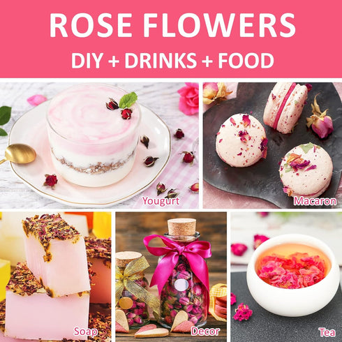 Dried Rose Buds Tea, Edible Whole Flowers Loose Leaf Herbs, Premium Natural Healthy Fragrant Beverage, Ideal for Gift,