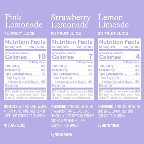 3 20 Pack,12 Oz (Pack 20) Spindrift Lemonade Flavor Variety Fl