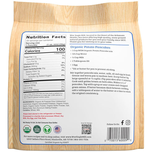 Mix-22 oz. (Pack 2) War Eagle Mill Organic Potato Pancake Bag