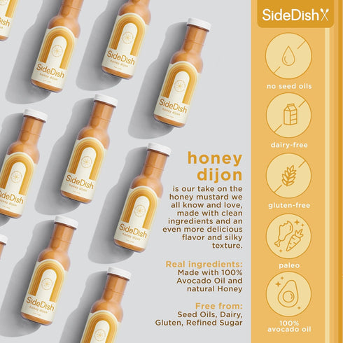 8 oz SideDish Honey Dijon Dressing Seed Oil Free Made w/Avocado Oil Refined Sugar Free, Dairy & Gluten Free Dip