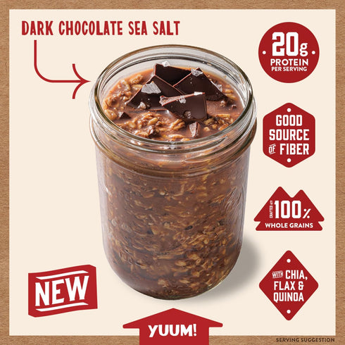 20g (Pack 9 Kodiak Cakes Dark Chocolate Sea Salt - Overnight Oats with Protein, High Fiber Breakfast of Pouches)
