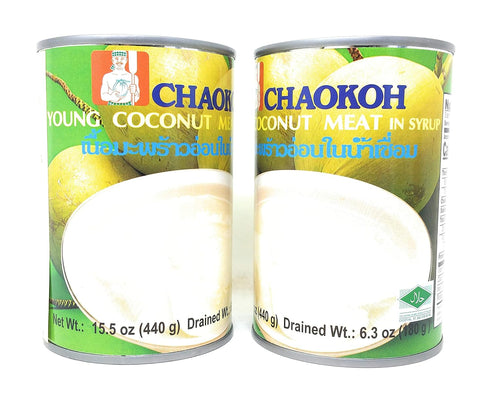 Chaokoh Canned Fruit in Syrup, Brine and Water 2 Packs (Young Coconut