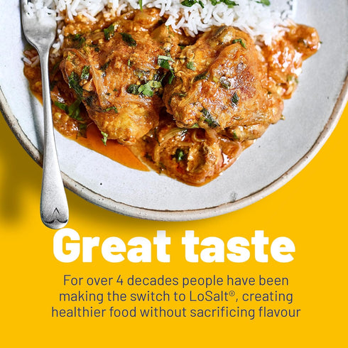 LOSALT Reduced Sodium Salt - Original Non-Iodised, 12.3oz/350g Tub, 66% Less Sodium, Great Tasting Substitute