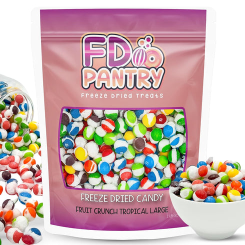 16 oz, Fruit Crunch Tropical Freeze-Dried Candy, Tropical Fruit Flavors, Large Pouch, Ideal Gift Snack Treat