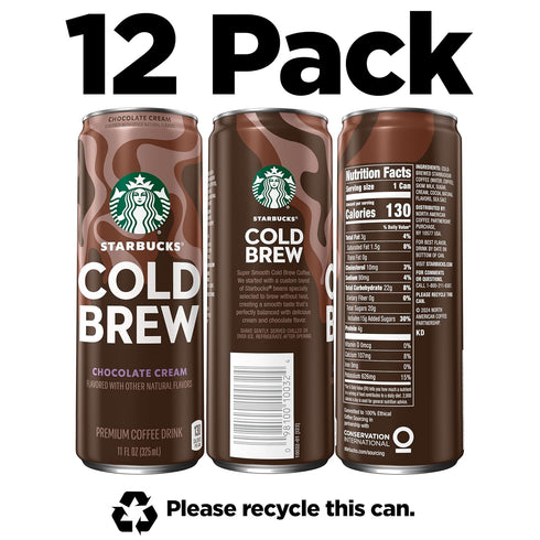 11 oz (12 Pack), Starbucks Cold Brew Coffee, Chocolate Cream, fl Cans Premium Coffee Drink, Iced Coffee
