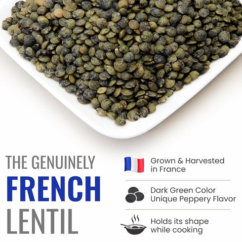30 Oz Straight from France Genuinely French, Non GMO Certified French Green Lentils, All Natural Bulk Dry Lentils, Rich