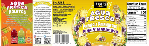 64fl oz (Pack 8) Langers Agua Fresca, Pineapple Passionfruit