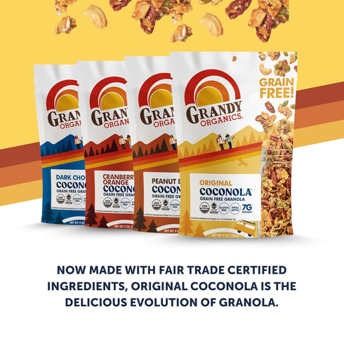 9oz Pack 3 Grandy Organics Original Coconola Granola, Certified Organic Gluten Free Granola, Grain Free, Vegan