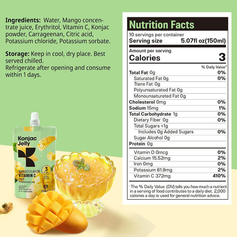 10 Packs 12 Packs Hethstia Konjac Jelly Mango Flavor Vitamin C and Konjac Rice Gluten Free Low Calorie, Keto, Sugar
