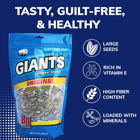 8g 12 oz GIANTS Original Sunflower Seeds - Sunflower Seeds to Eat, Sunflower Seeds Bulk, Lightly Salted for Eating