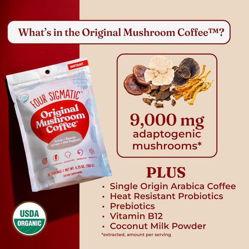 Immune 30 Four Sigmatic Original Mushroom Coffee | High Dose Lion's Mane, Chaga, Turkey Tail, Cordyceps and Reishi |