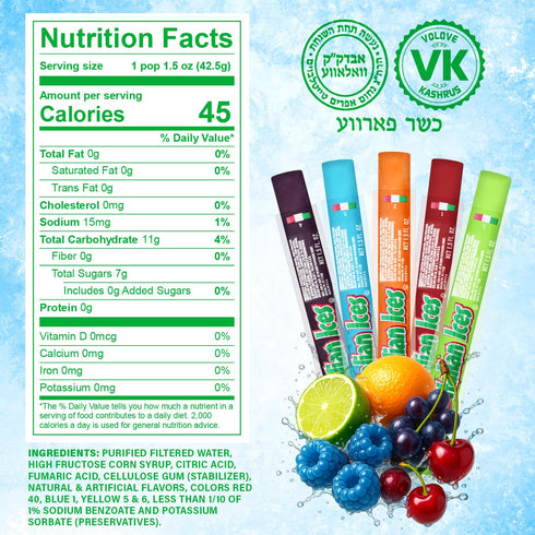 36 Count 1.5oz, Italian Ice Freeze Pops, Freeze Pops Bulk Each is Great Dye Free Popsicles for Sharing, Snacking