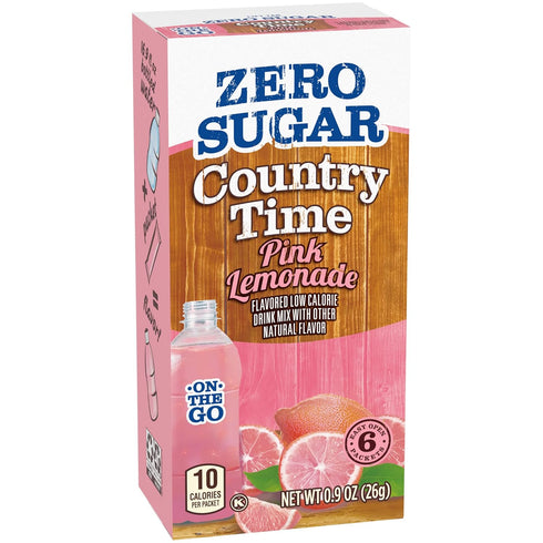 Country 6 Packets, 8 Time Zero Sugar Pink Lemonade Drink Mix, ct On-the-Go per Case