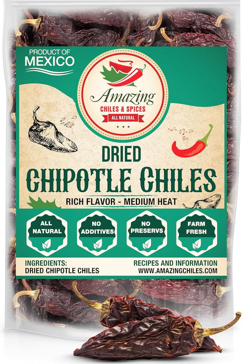 Dried Chipotle Morita Chile Peppers 8 oz Robust Smokey Flavor, Use For
