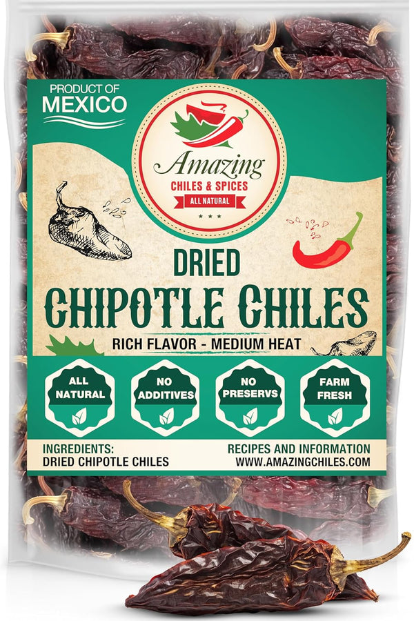 Dried Chipotle Morita Chile Peppers 8 oz Robust Smokey Flavor, Use For