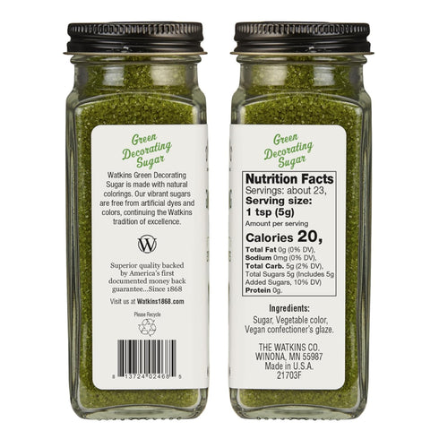 4.2 3-Pack Watkins Green Decorating Sugar (No Artificial Dyes), Non-GMO, Ounce