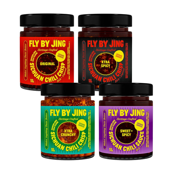 FLYBYJING Chili Crisp Bundle: Four Premium Chili Sauces Good on Noodles, Proteins,