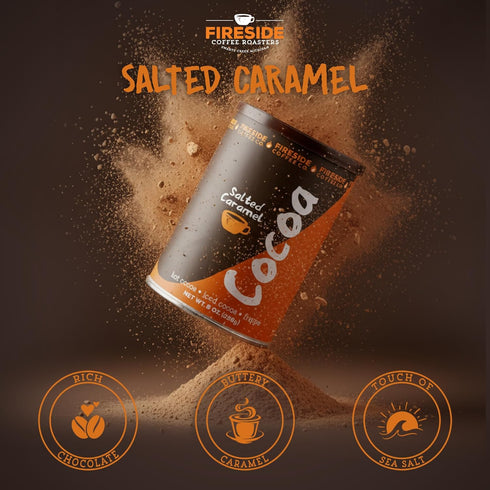 8oz Salted Caramel Cocoa Mix Can by Fireside Coffee Co.