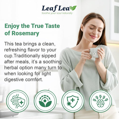 40 100% LeafLea Premium Rosemary Tea Bags from Natural Rosemary Leaves, Herbal Tea for Gentle Digestive Comfort, Te De
