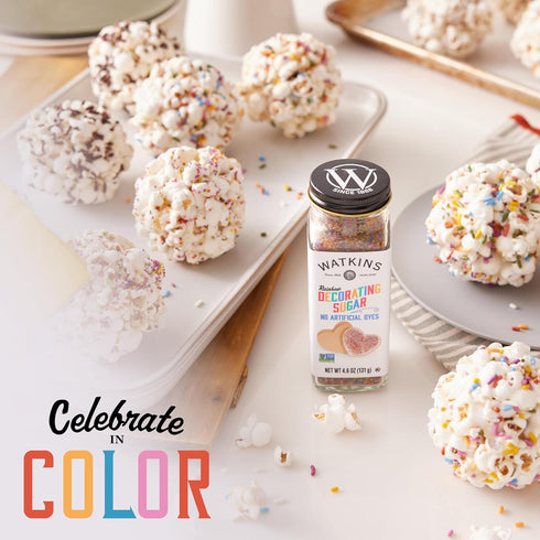 4.6 Pack 3 Watkins Rainbow Decorating Sugar, Non-GMO, Ounce