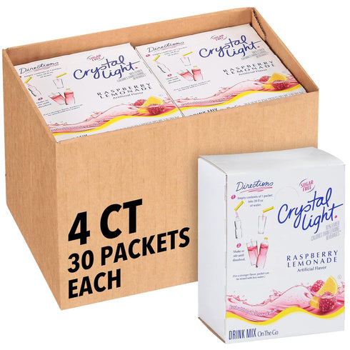 Crystal Light Single Serve Raspberry Lemonade Artificially Flavored Powdered Drink Mix, 120