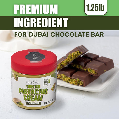 1.25lb, Eastanbul Pistachio Cream, Pistachio Butter, Turkish Cream Spread for Dubai Chocolate Bar Kit, Paste for Dubai