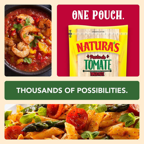 7.1oz. (Pack 3) NATURA'S Natural Tomato Paste, Heat-and-Eat Tomato Paste in Easy-Open Pouch