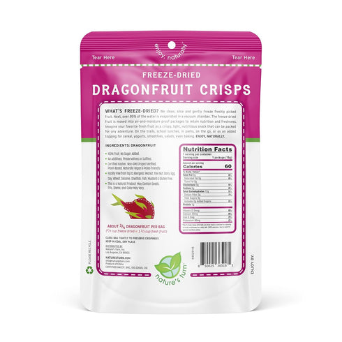 12 (0.53 oz Natures Turn Freeze-Dried Dragon Fruit Crisps Healthy, Gluten-Free, Crispy & Delicious, Plant-Based Snack