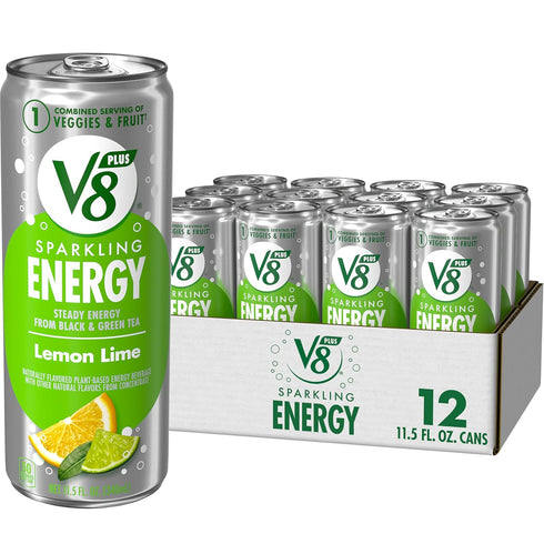 V8 +ENERGY V8 +SPARKLING ENERGY Lemon Lime Energy Drink, Made with Real Vegetable and