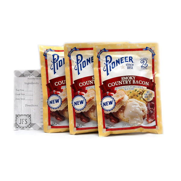 JFS Grocery Pioneer Smoky Country Bacon Gravy Mix, 3-2 Ounce Packs Bundled with a